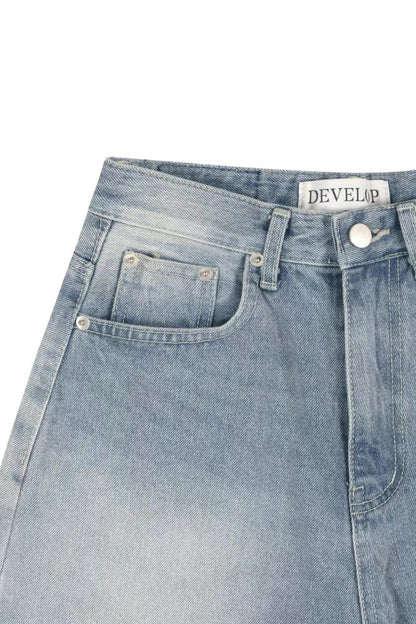 3/4 wide shorts denim pants