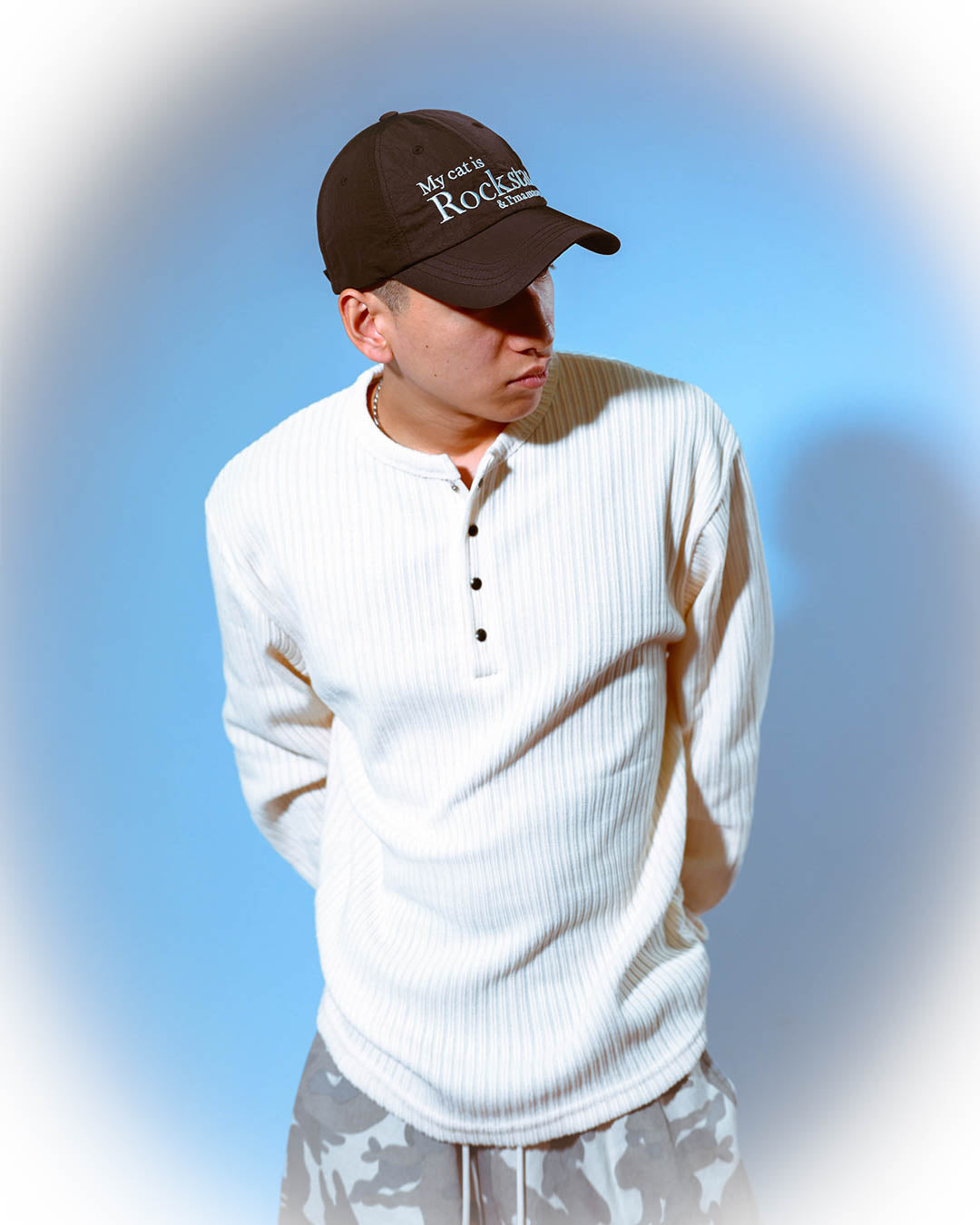 Velvet Henley Neck Long Sleeve