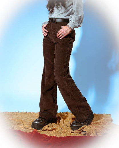 Corduroy Semi-Flared Trousers