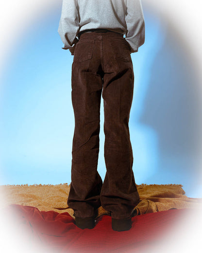 Corduroy Semi-Flared Trousers