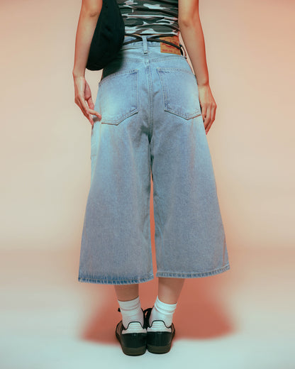 3/4 wide shorts denim pants